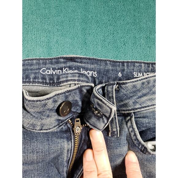 Calvin Klein Jeans Size 6 Womens Blue Pants Stretch Mid Rise Slim Boyfriend - Picture 5 of 13